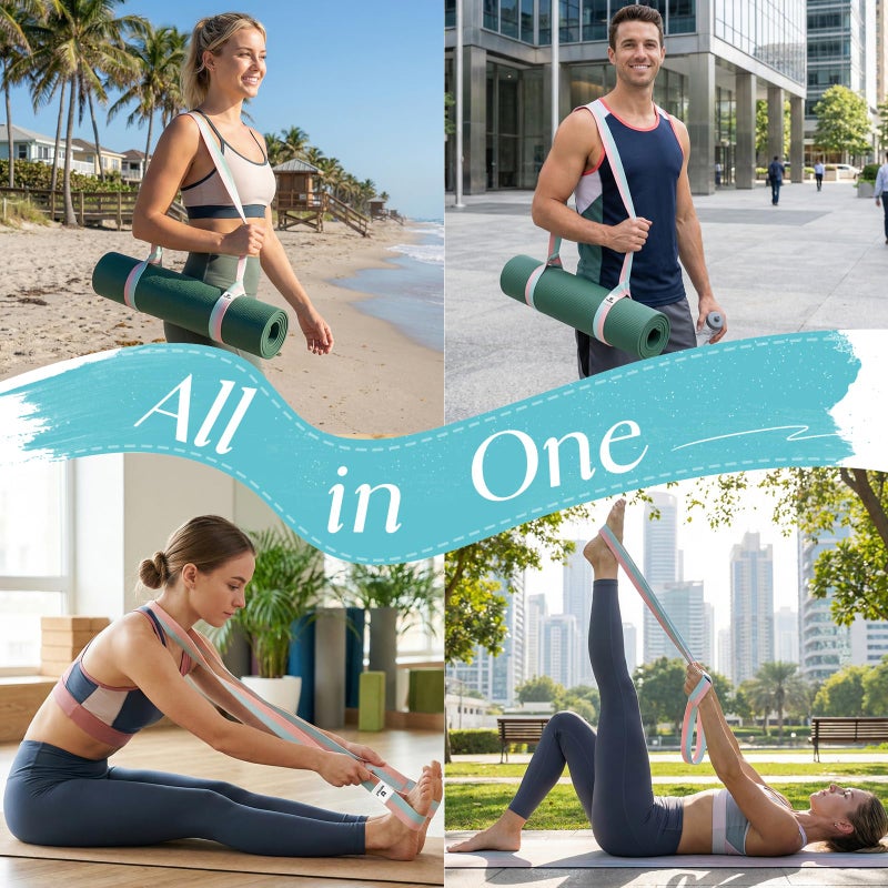 Tumaz Yoga Mat Strap [MAT NOT Included] (2 Sizes) with Extra Thick & Comfy Delicate Texture, Adjustable Yoga Mat Carrier - Image 2